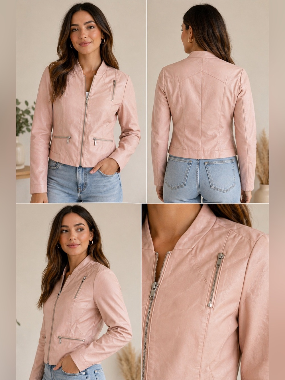 Guess Pink Faux Leather Bomber Jacket